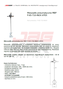 Mieszadło pneumatyczne MBP P-65-710-INOX