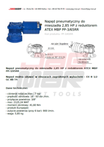 Napęd pneumatyczny do mieszadła MBP PP-3.65RR