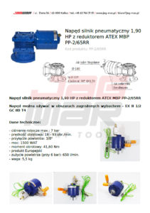 Napęd silnik pneumatyczny MBP PP-2.65RR